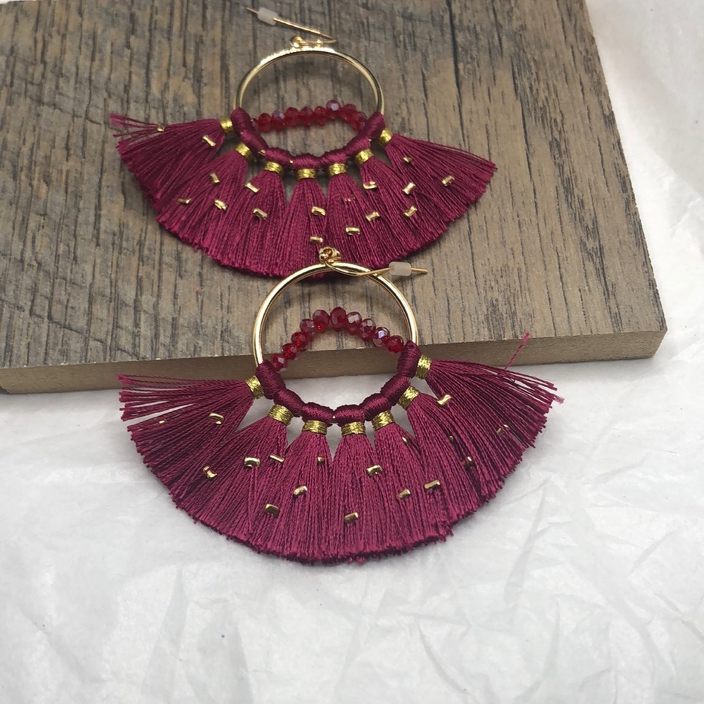 Pink tasseled earrings new never worn without tags.